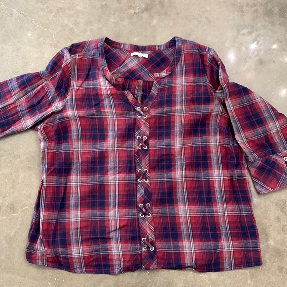 Plaid long sleeve top